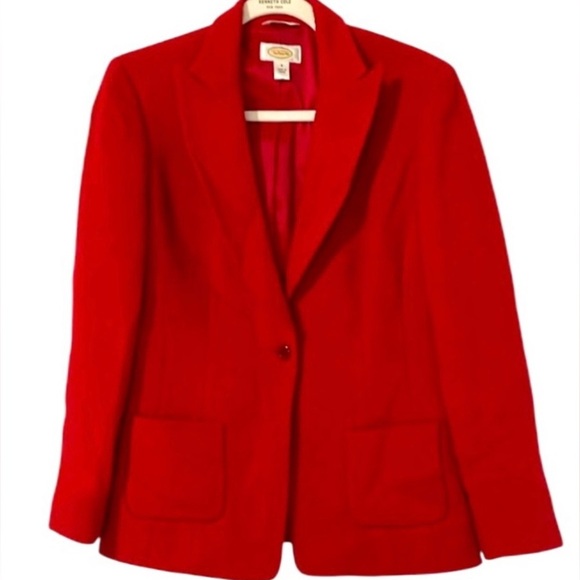 Talbots Women's Red Wool Blazer Jacket Size 8 Lined Career Vibrant - Picture 9 of 9